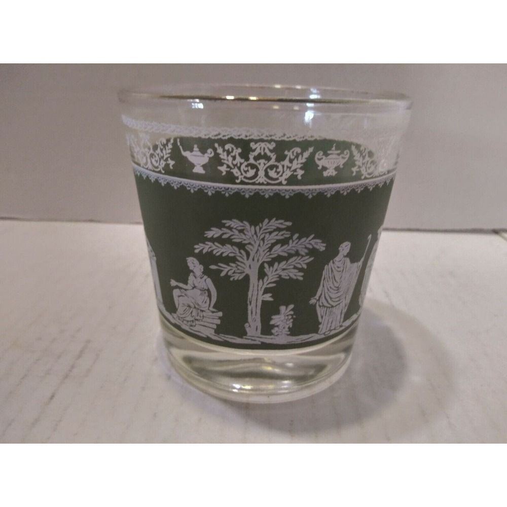 Vintage Wedgwood Green Jasperware Hellenic Pattern Lowball Glass